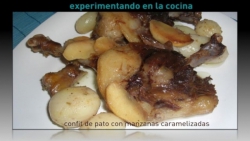 Confit de pato con manzanas caramelizadas en Experimentando en la cocina
