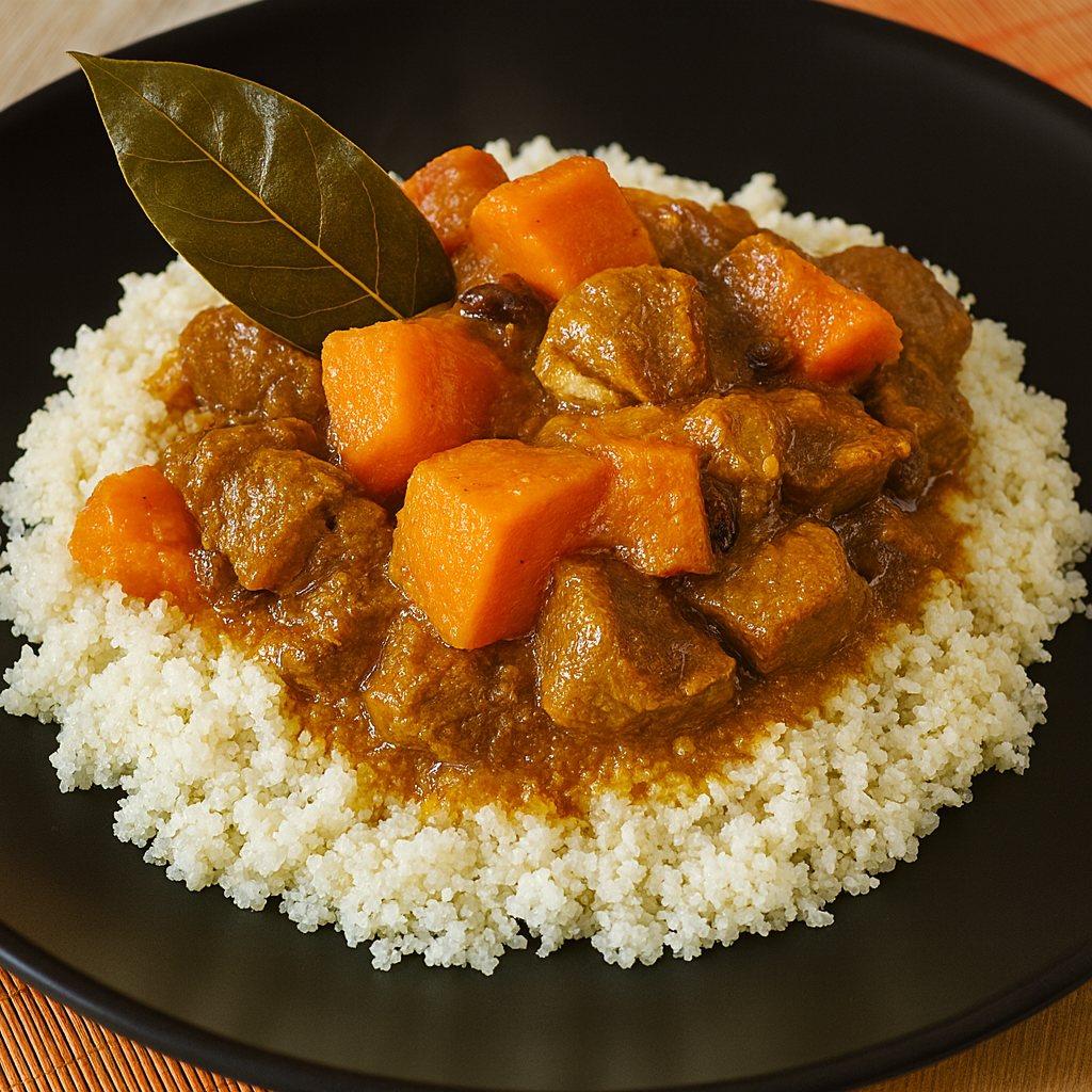 Cordero con boniatos y pasas