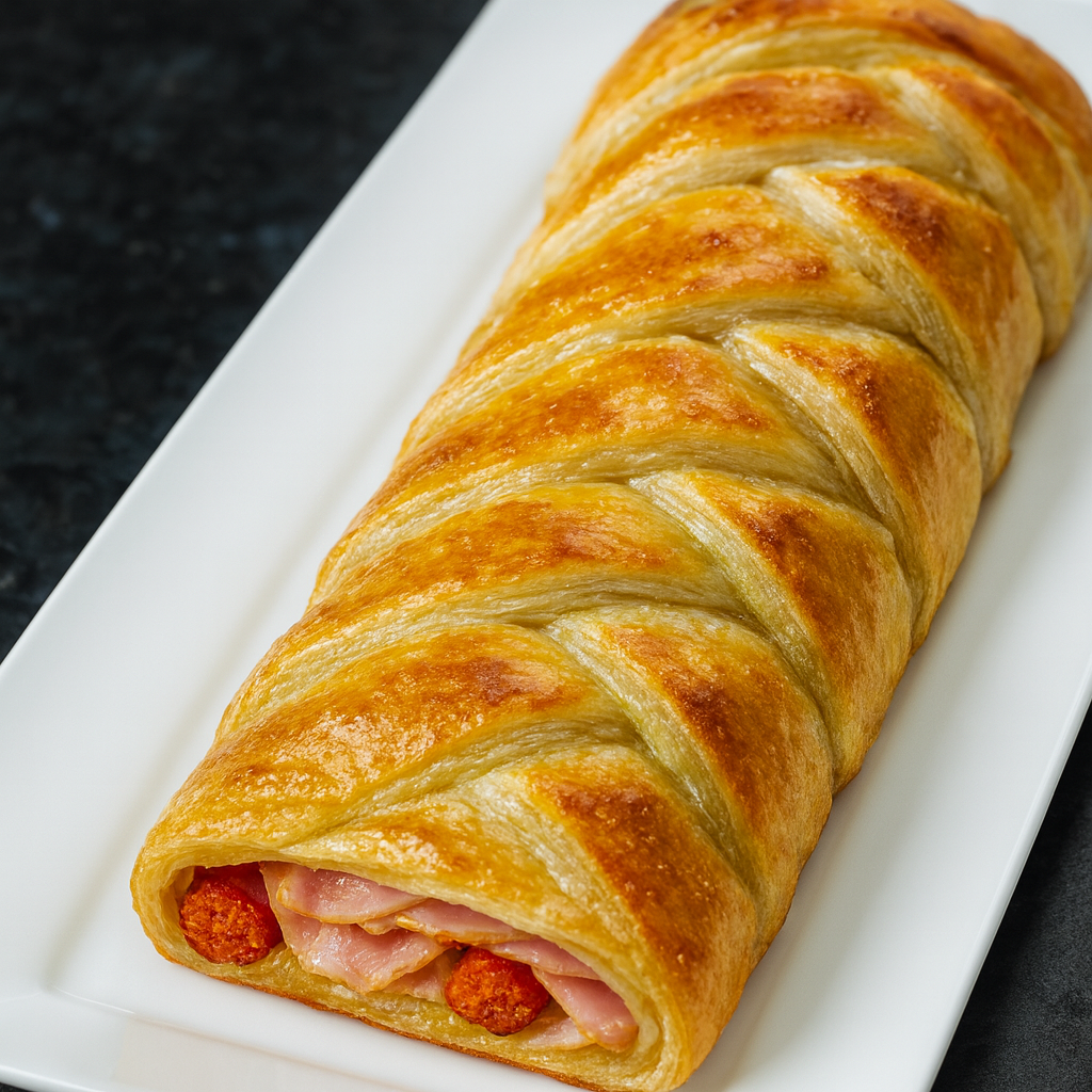 Hojaldre relleno de chistorra y jamon york