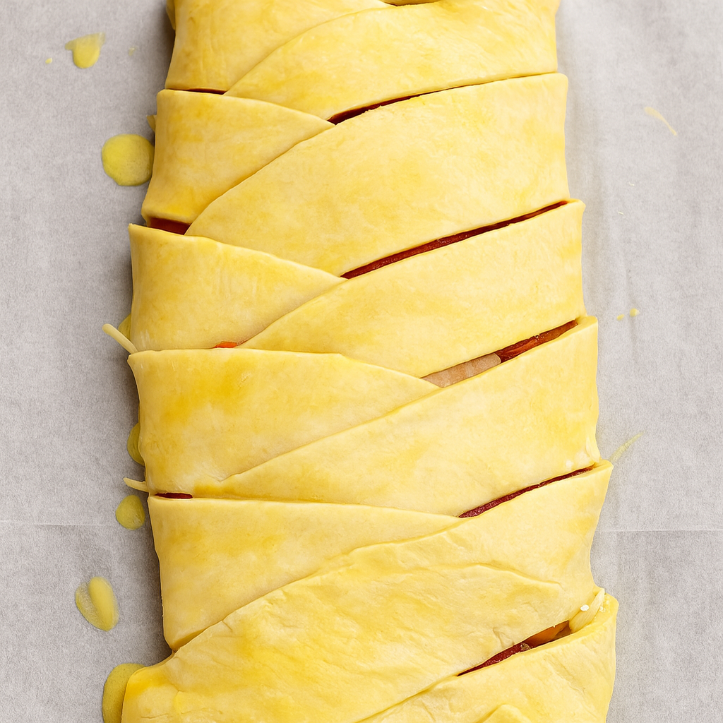 Hojaldre relleno de chistorra y jamon york