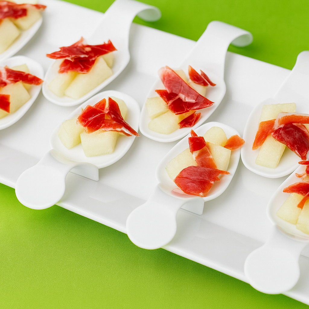 Cucharillas de degustación (jamón-melón)