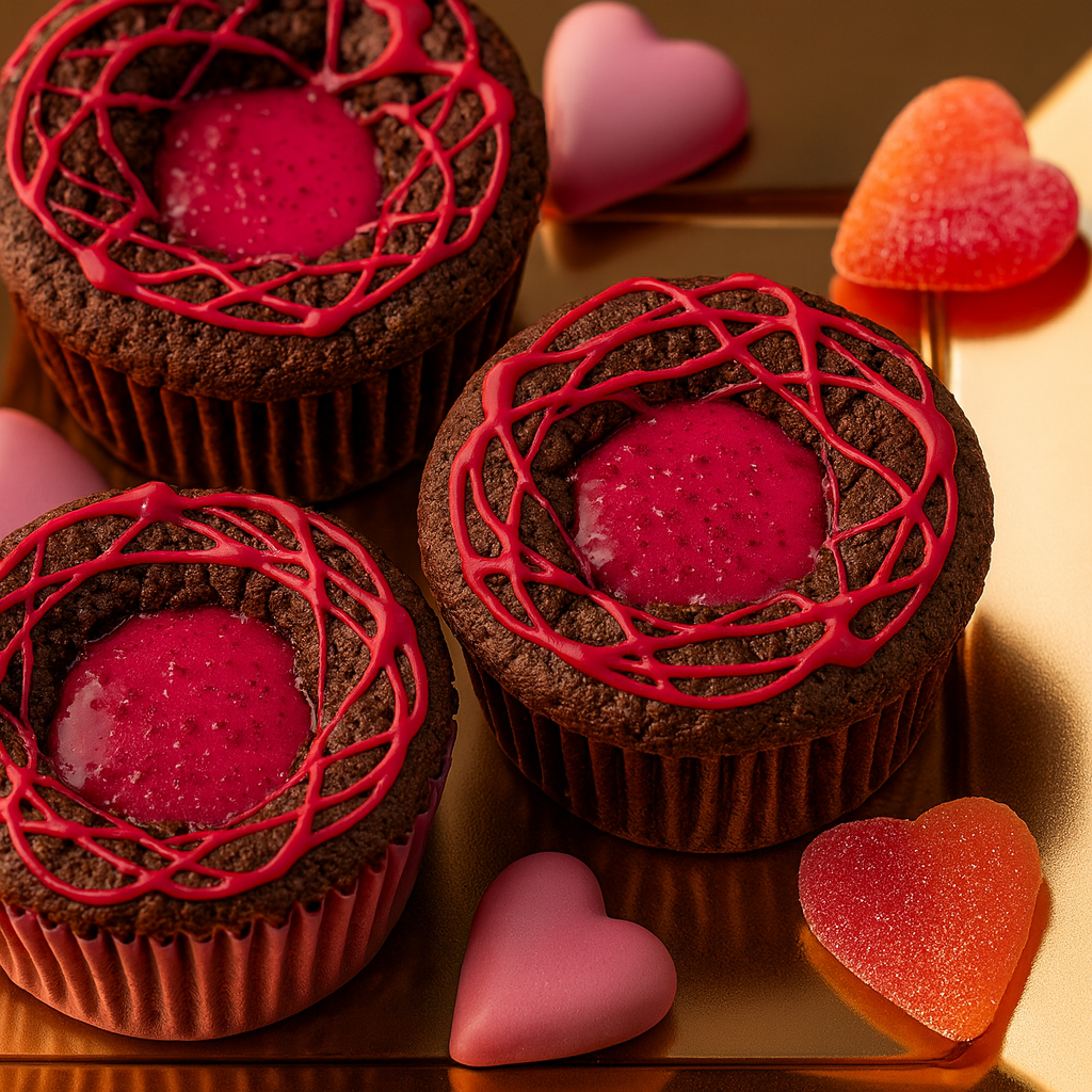 Magdalenas de chocolate rellenas de chocolate blanco