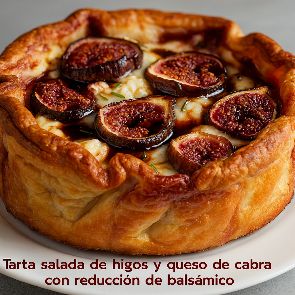 Tarta salada de higos y queso de cabra con reducción de balsámico