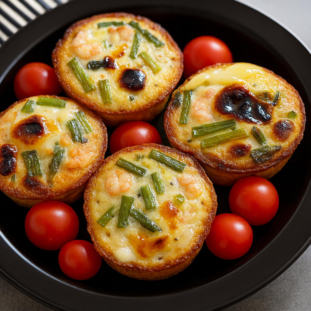 Pastelitos salados de gambas y espárragos