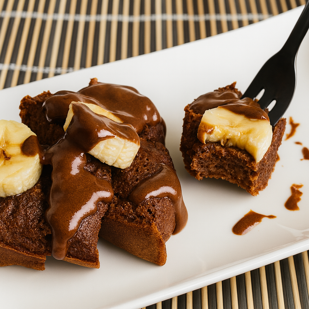 Bizcocho de avena, plátano y chocolate fit