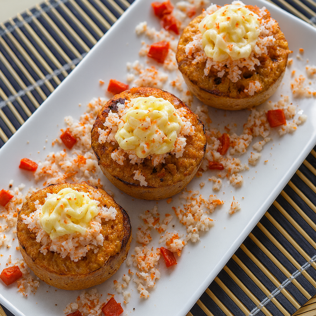 Bizcochitos de atún y palitos de cangrejo