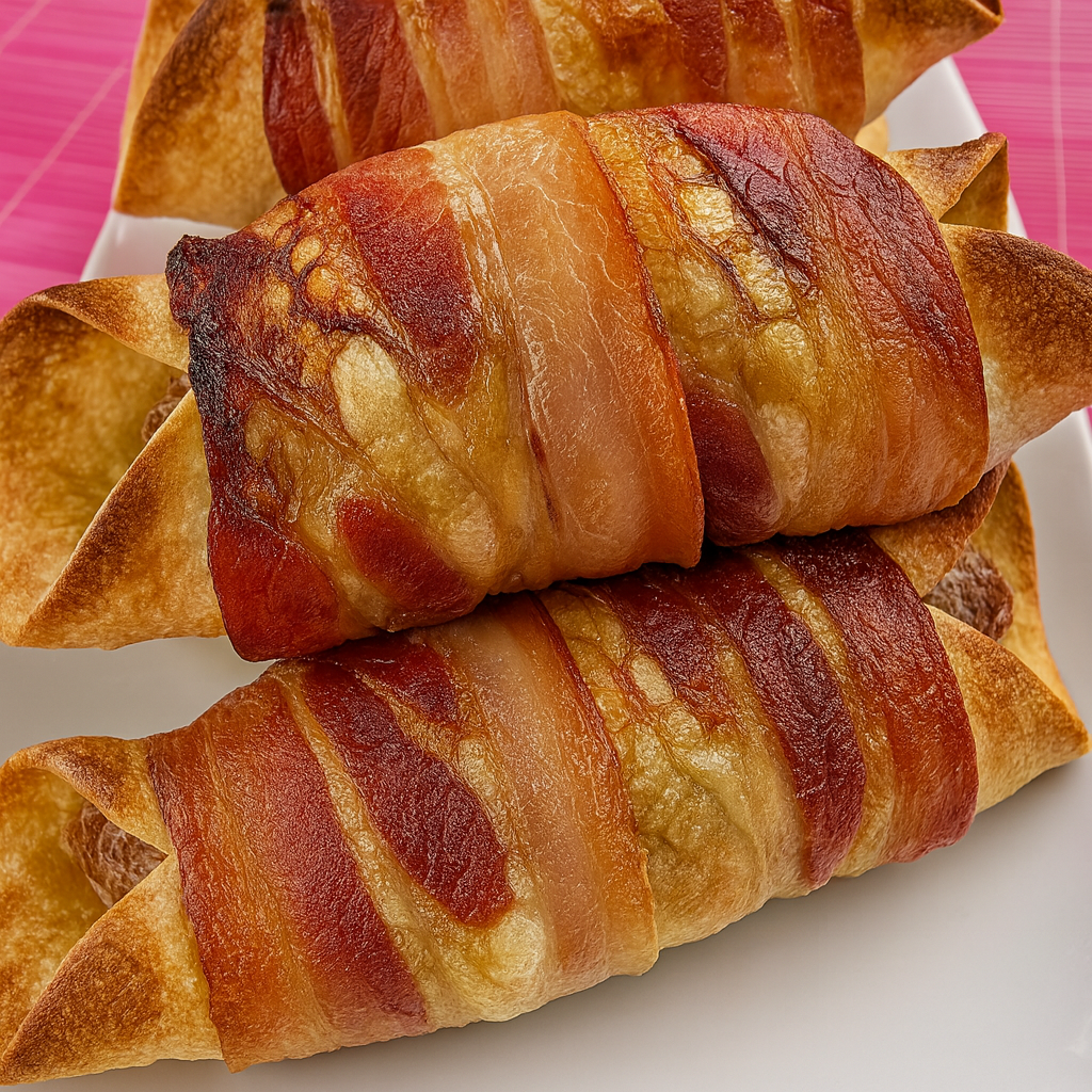 Rollitos rellenos de carne picada y bacon