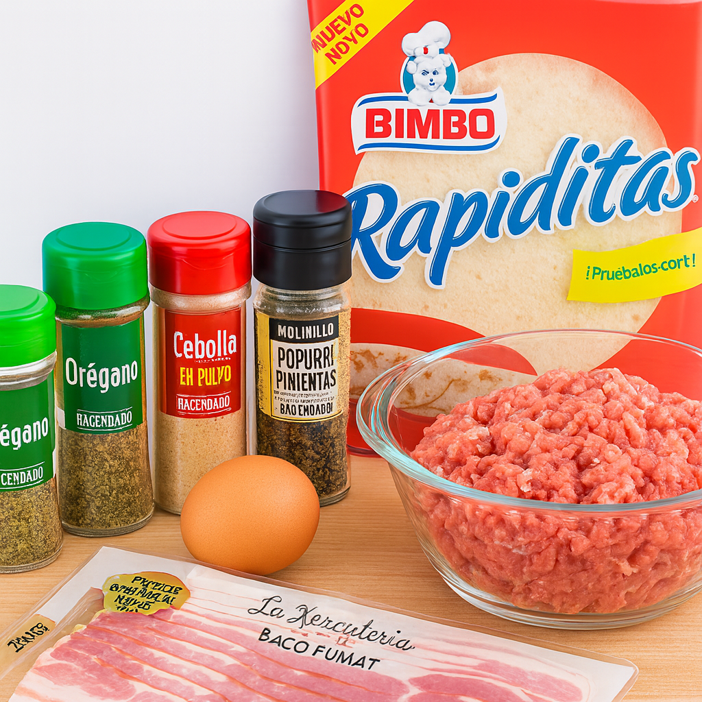 Rollitos rellenos de carne picada y bacon