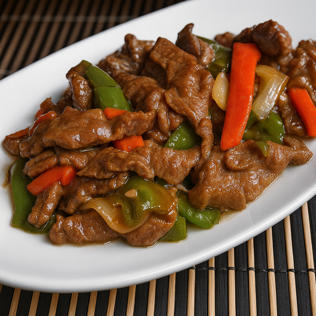 Ternera con pimientos estilo chino