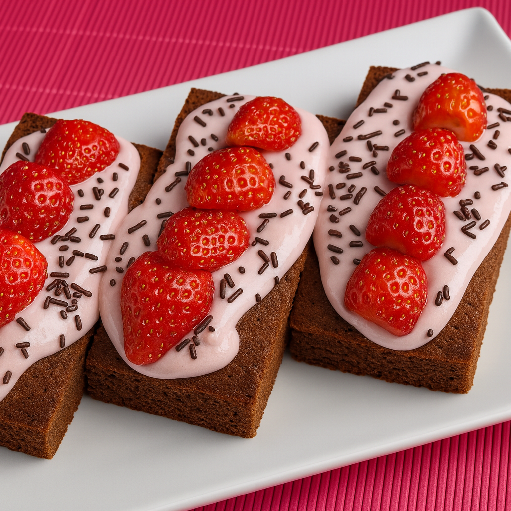 Bizcocho de plátano, chocolate y fresas light