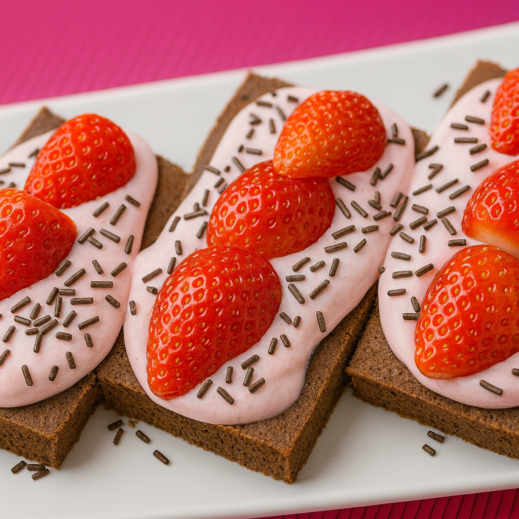 Bizcocho de plátano, chocolate y fresas light