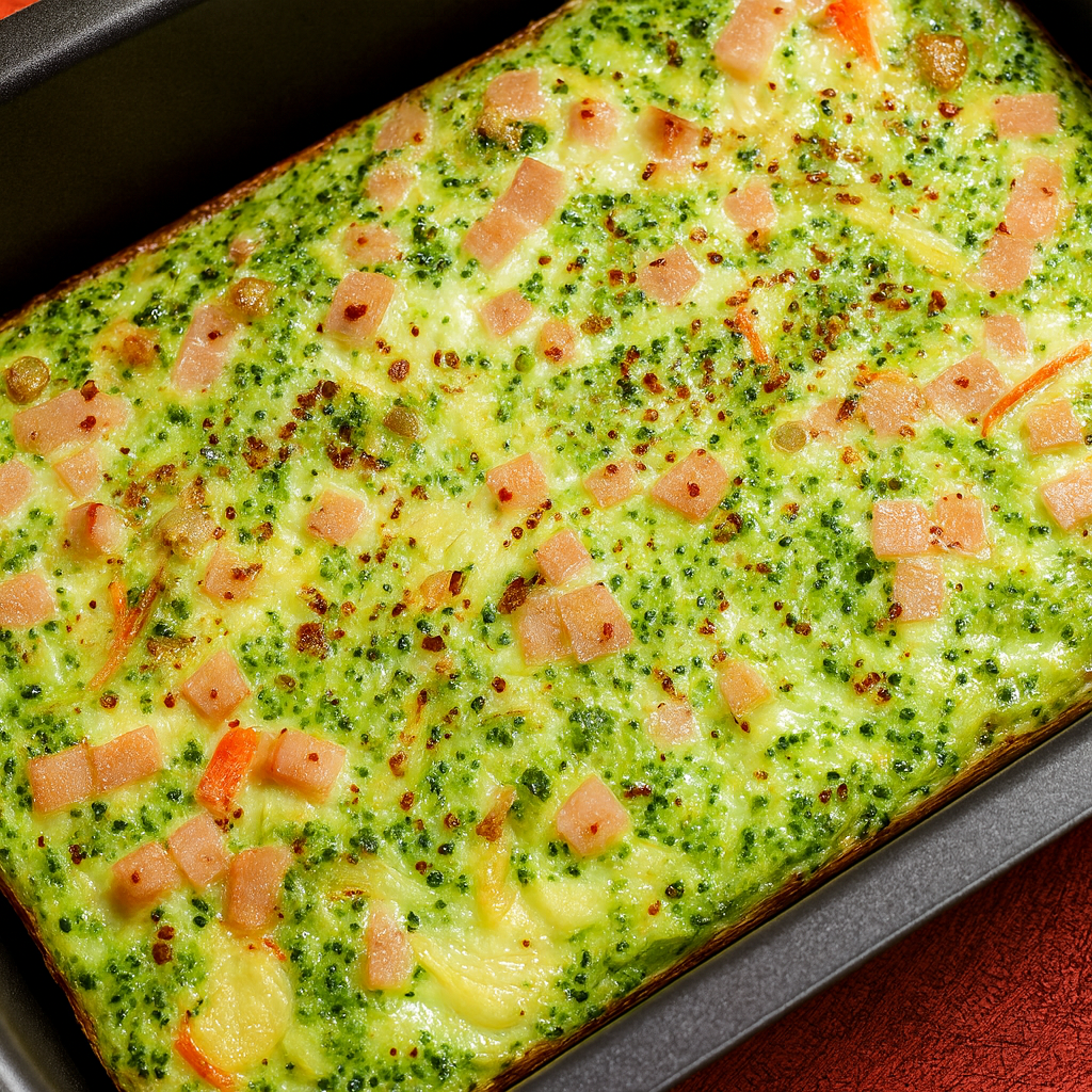 Pastel de brócoli, palitos de cangrejo y pavo
