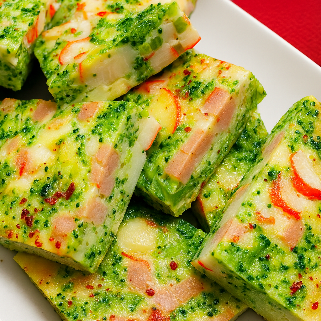 Pastel de brócoli, palitos de cangrejo y pavo