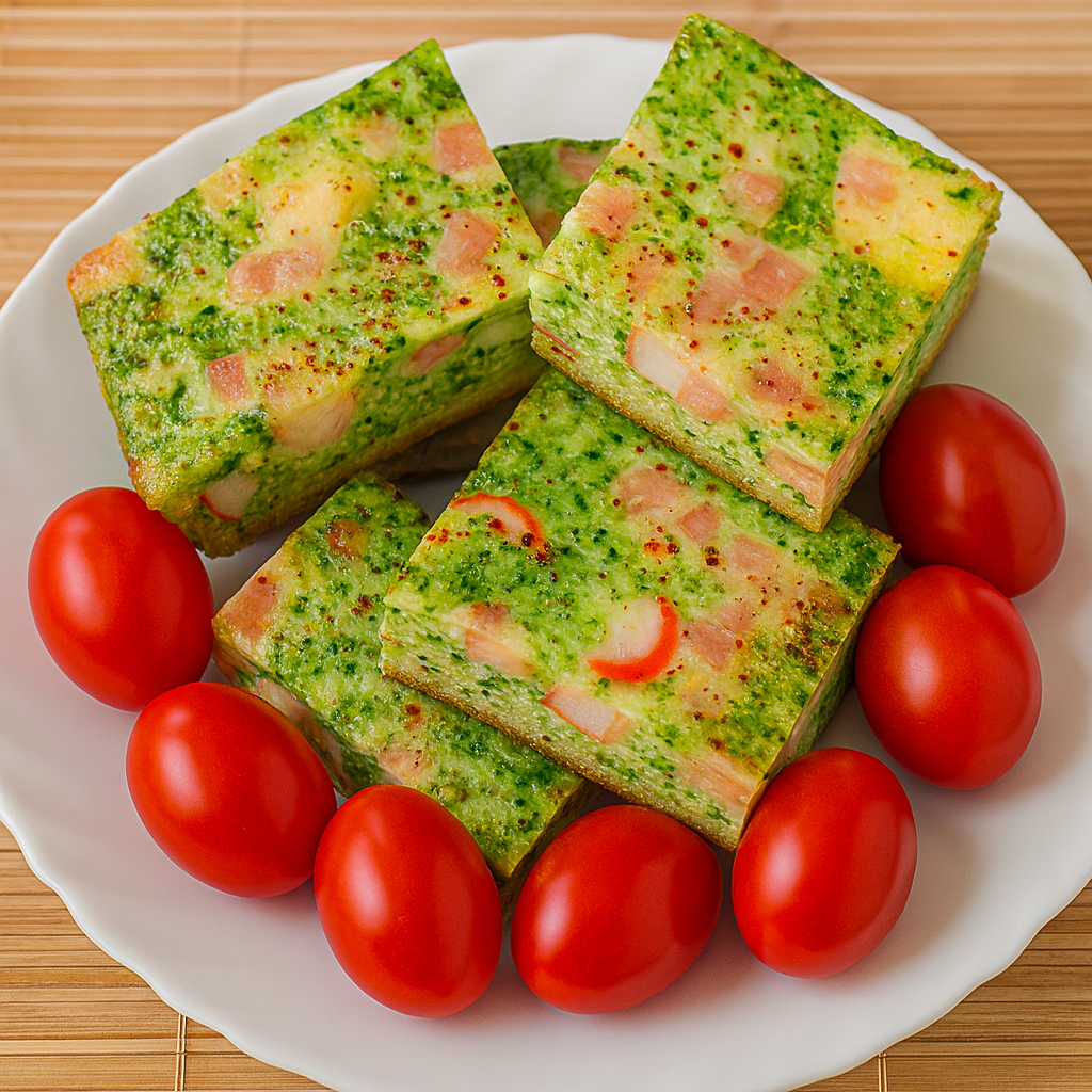 Pastel de brócoli, palitos de cangrejo y pavo