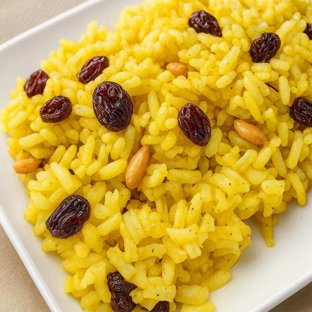 Arroz dulce con curry y pasas