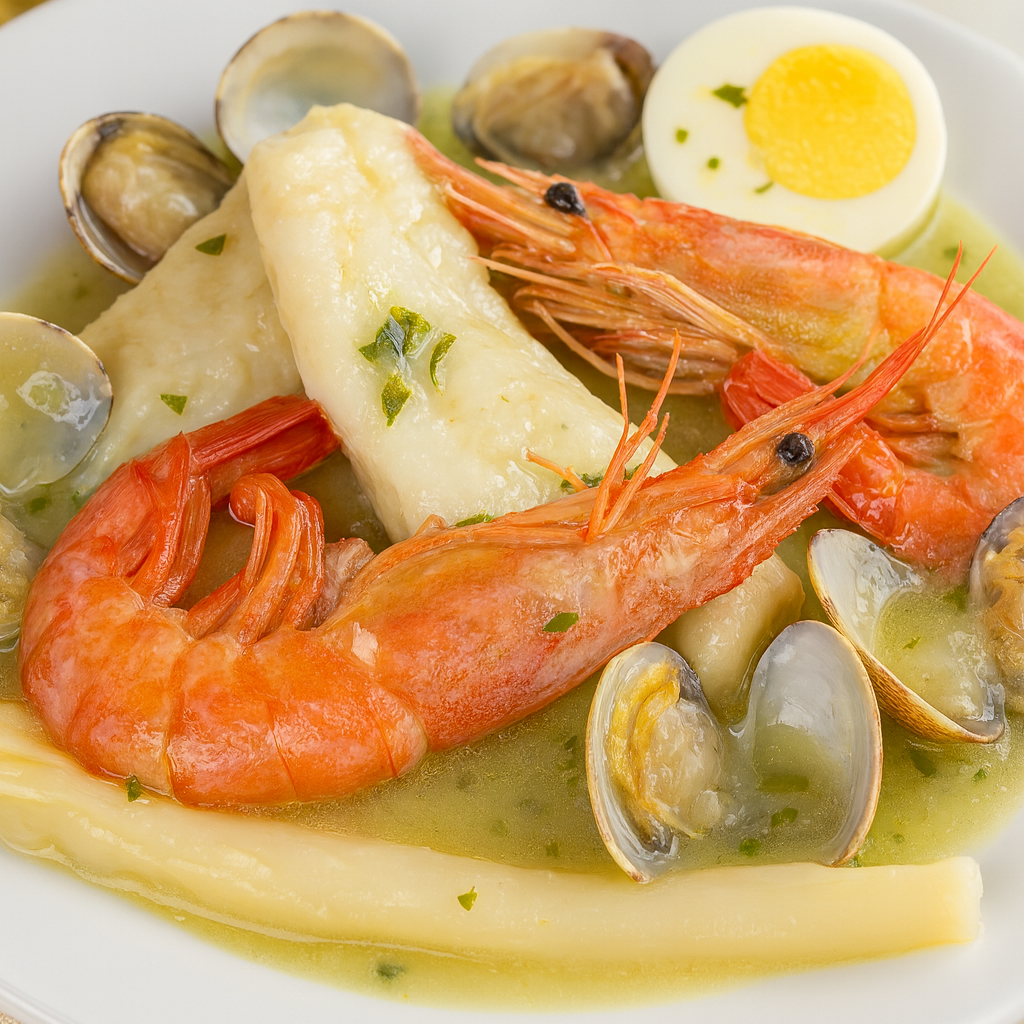 Merluza en salsa verde con marisco