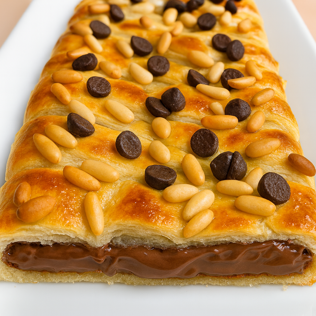 Trenza de hojaldre con chocolate