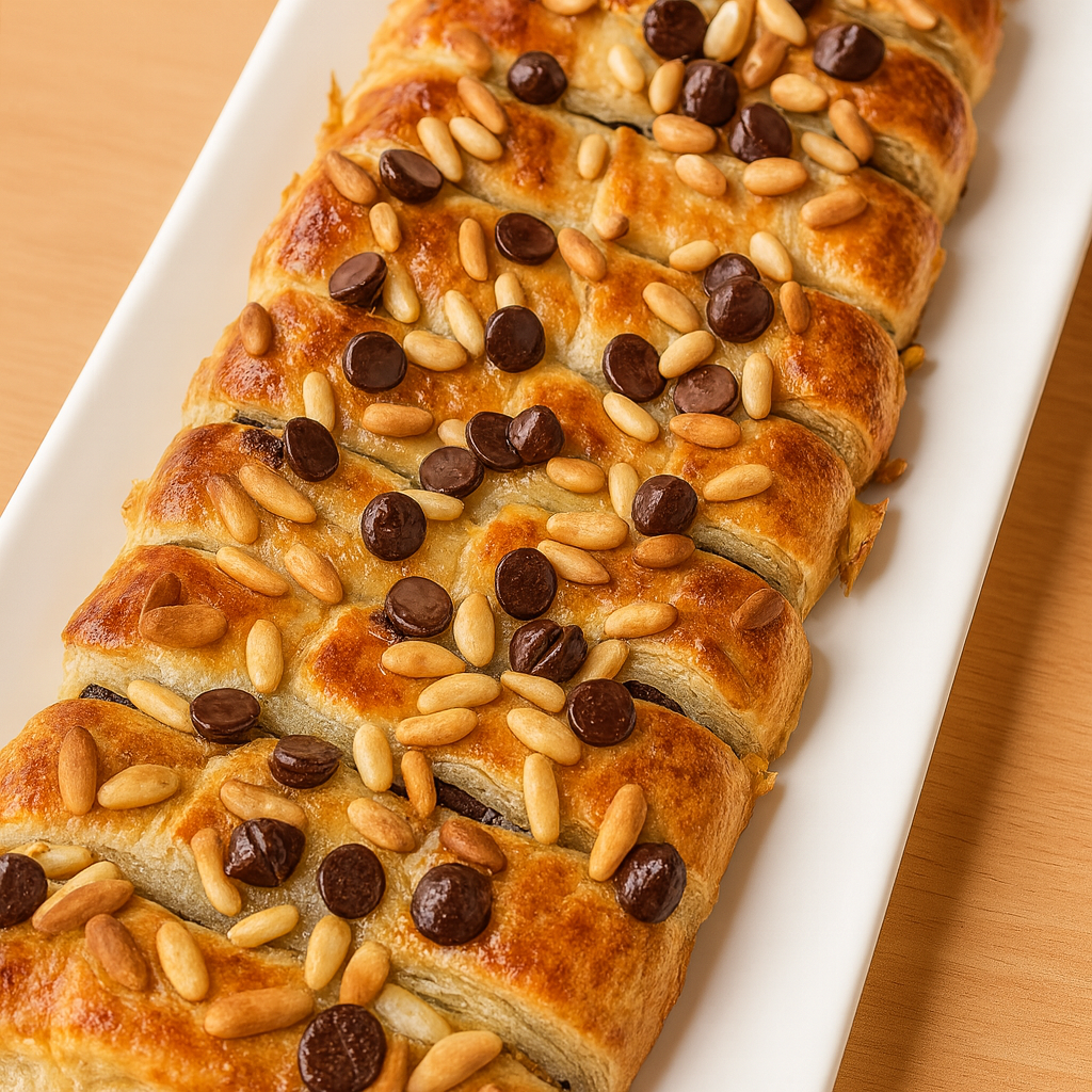 Trenza de hojaldre con chocolate