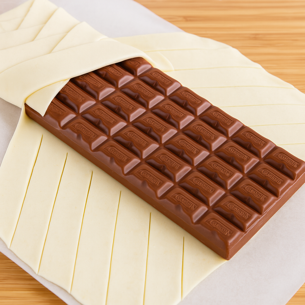 Trenza de hojaldre con chocolate