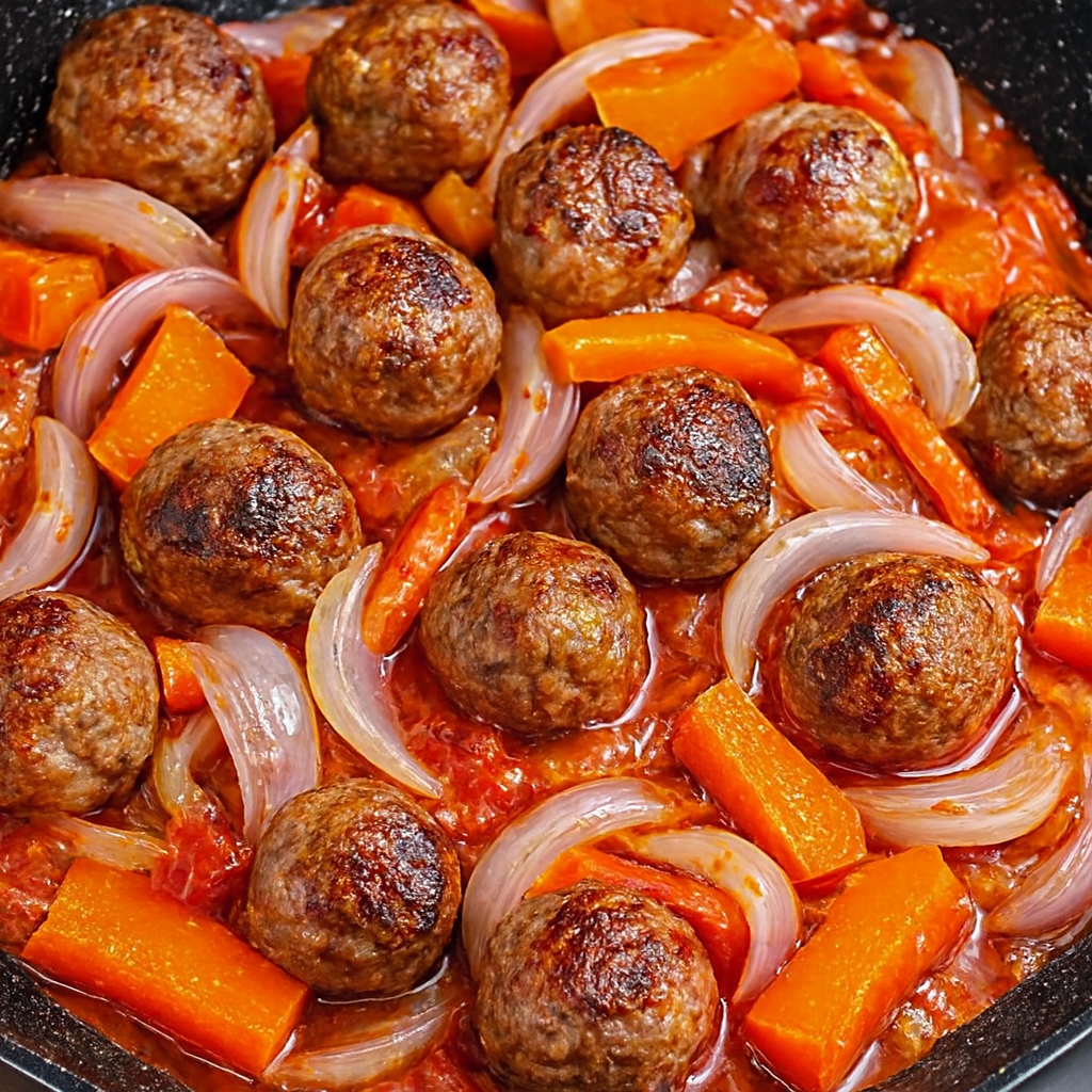 Albóndigas de carne en salsa de verduras