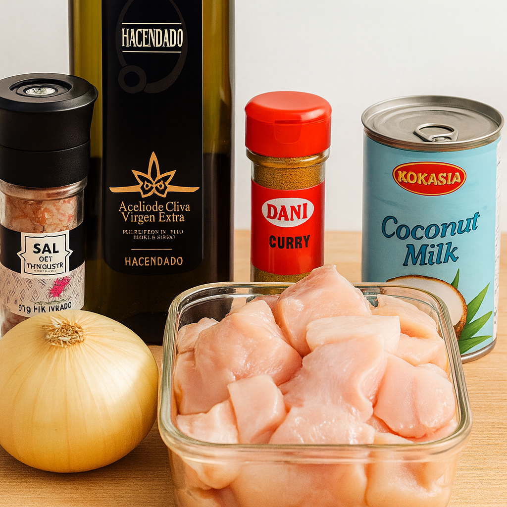 Pollo con leche de coco y curry
