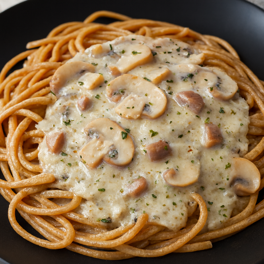 Pasta integral con salsa al funghi