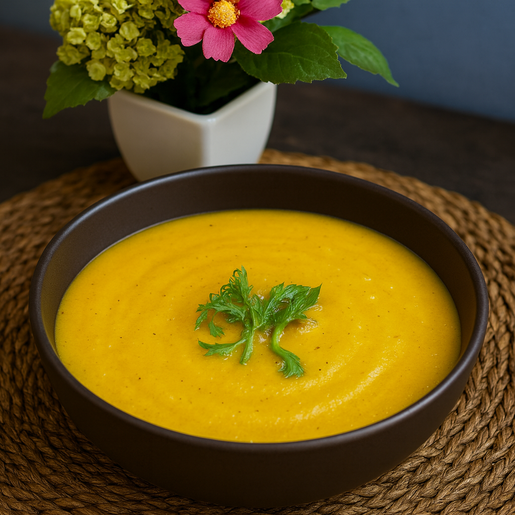 Crema de calabaza e hinojo al curry