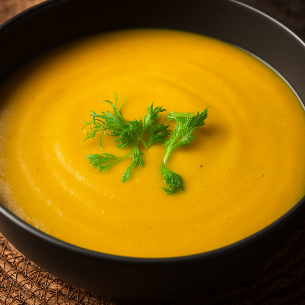 Crema de calabaza e hinojo al curry