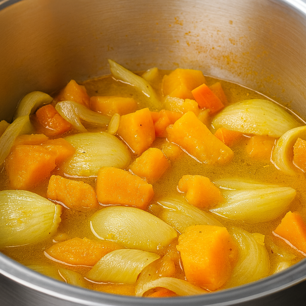 Crema de calabaza e hinojo al curry