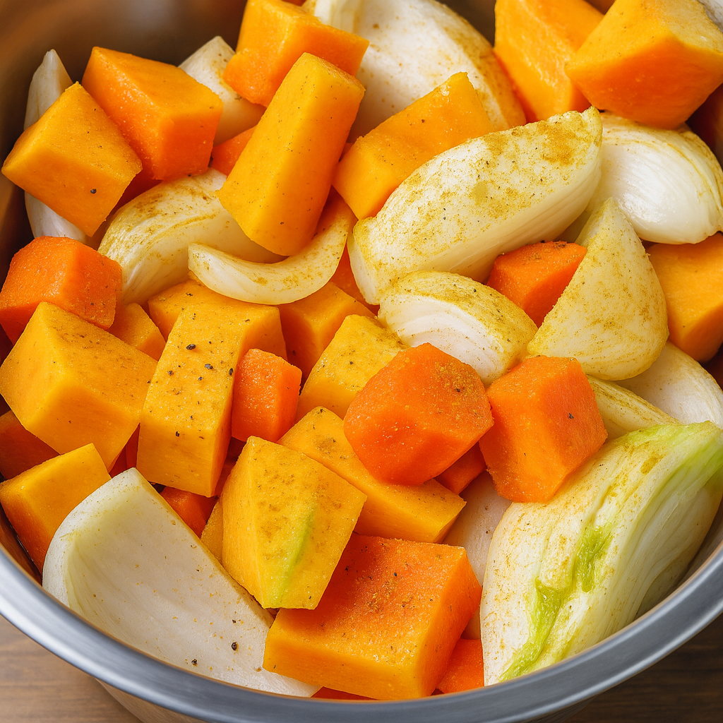 Crema de calabaza e hinojo al curry