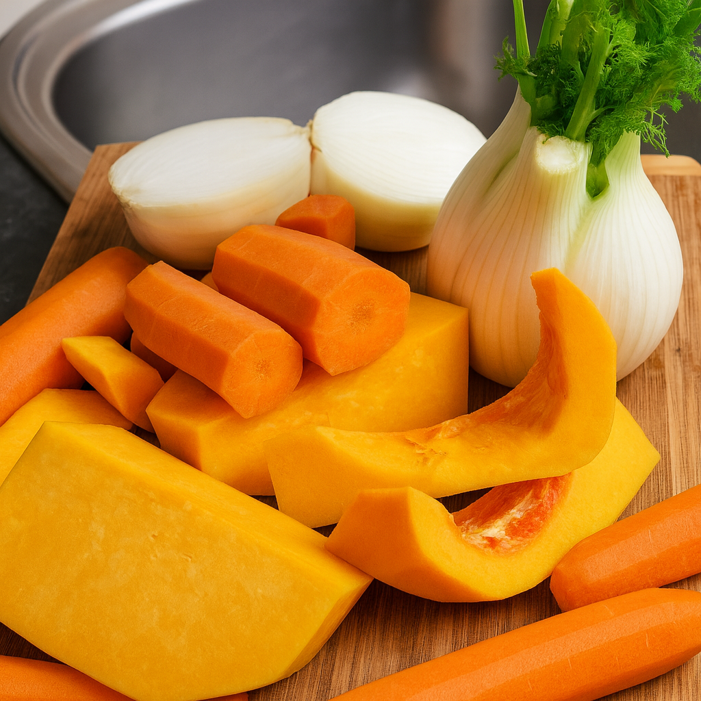 Crema de calabaza e hinojo al curry