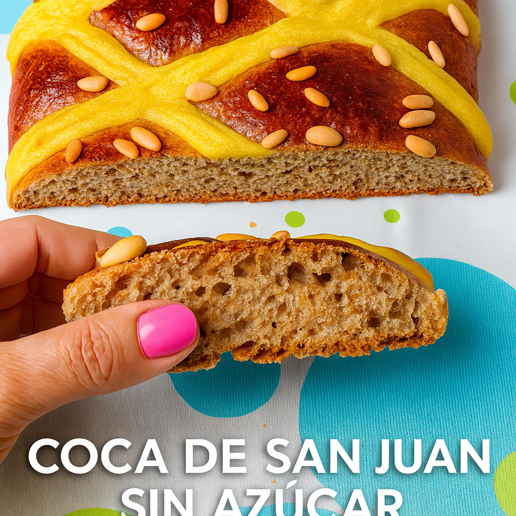 Coca de San Juan sin azúcar con crema y piñones