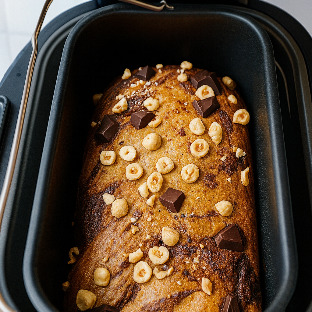 Brioche de chocolate y avellanas en panificadora