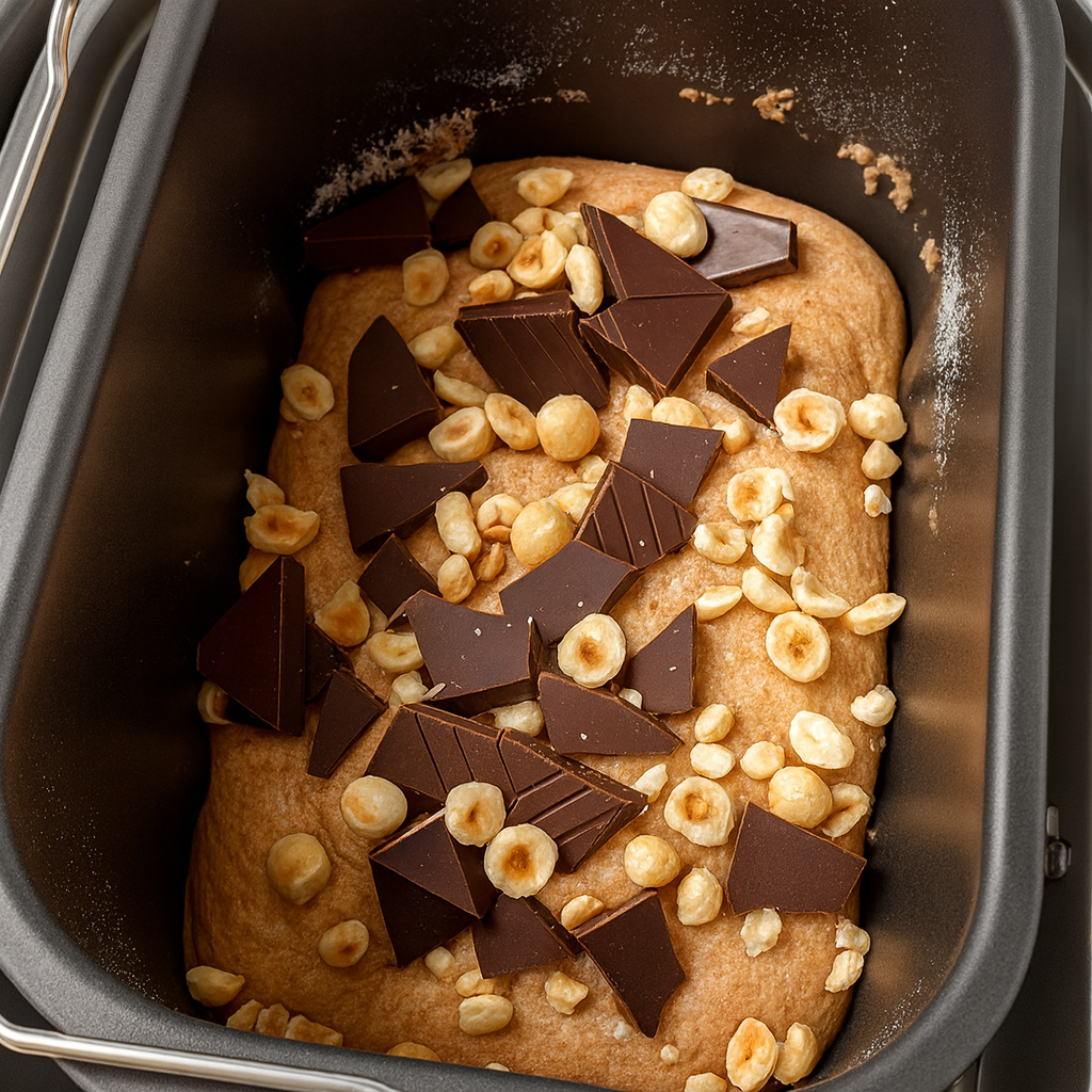 Brioche de chocolate y avellanas en panificadora