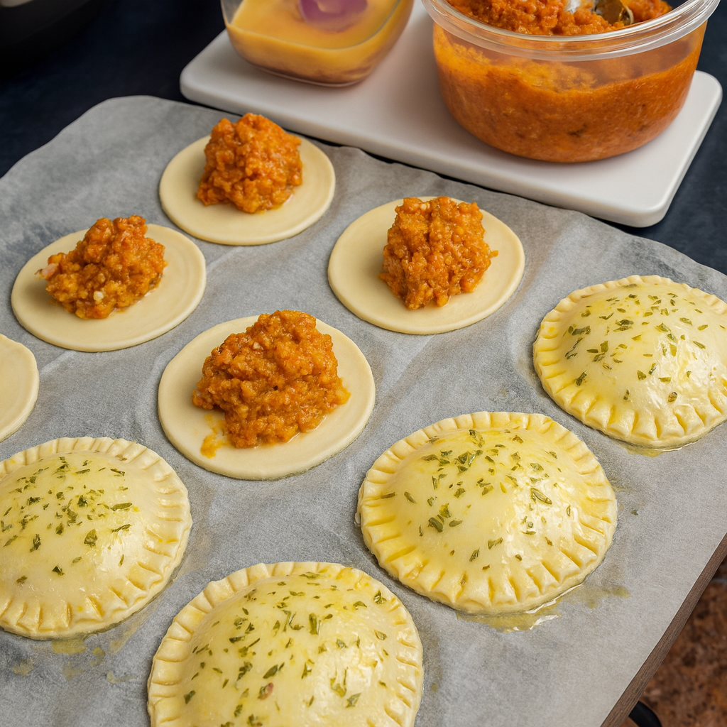 Hojaldres rellenos de pollo y huevo