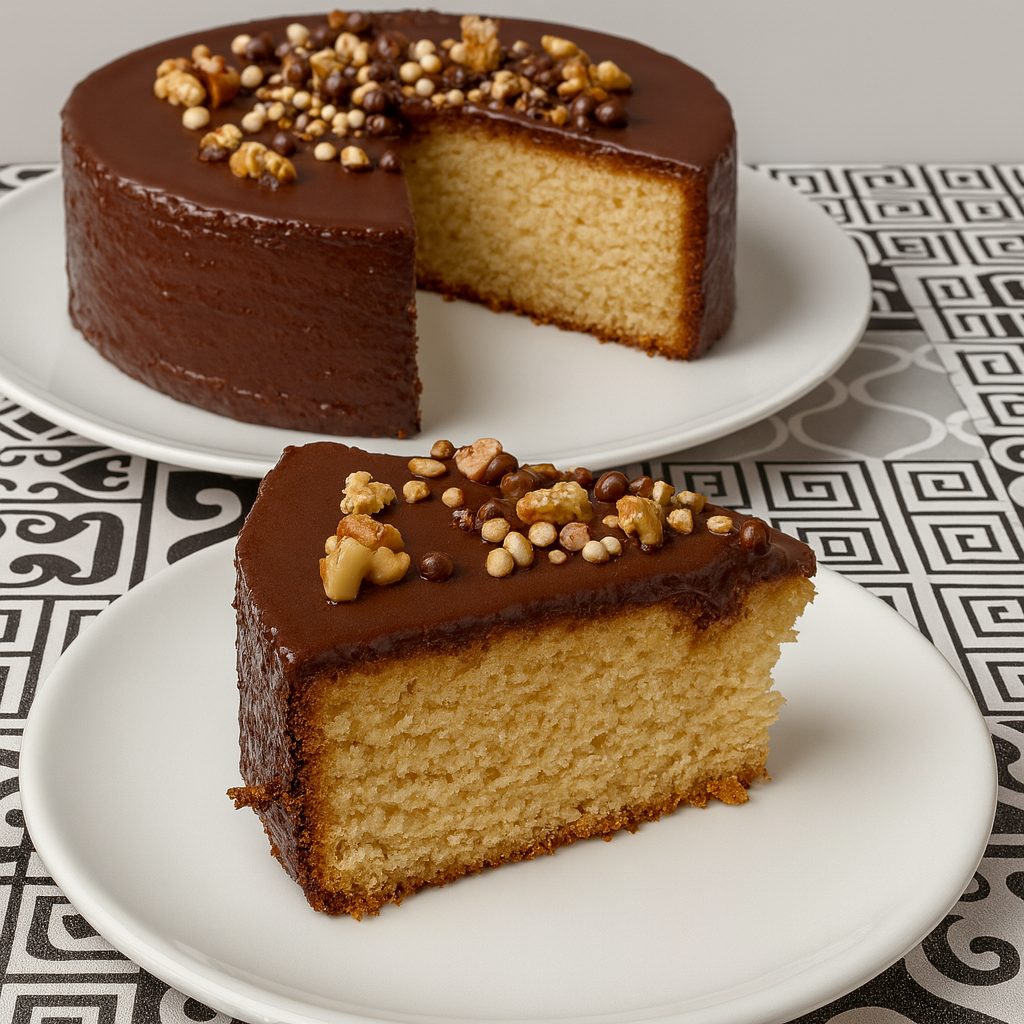 Bizcocho sin harinas con cobertura de chocolate