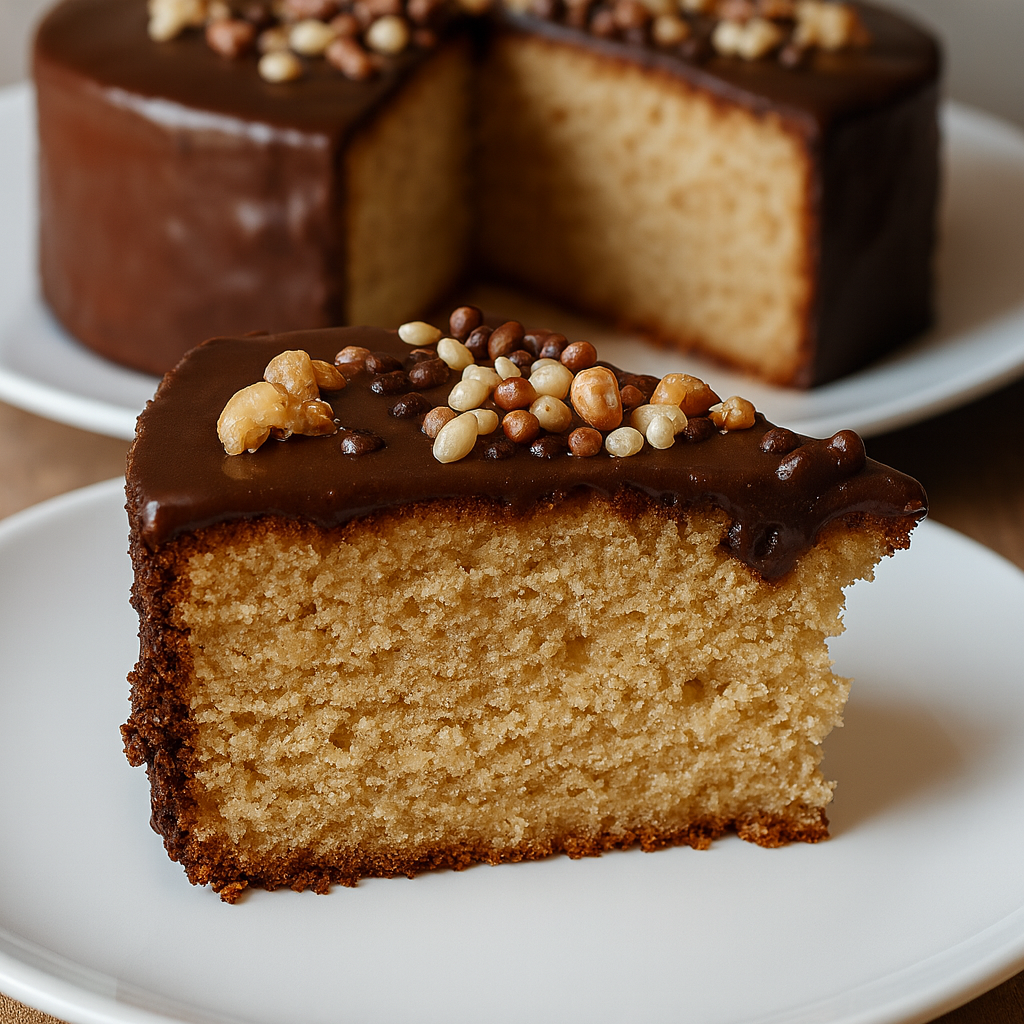 Bizcocho sin harinas con cobertura de chocolate