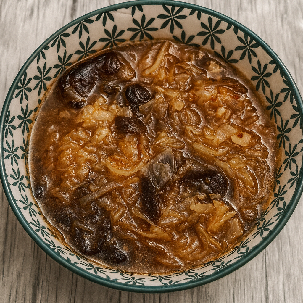 Sopa de chucrut y setas