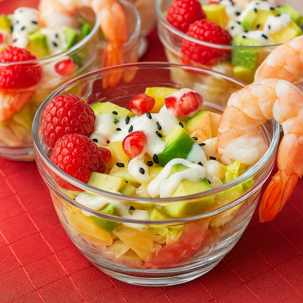 Cóctel de piña y gambas