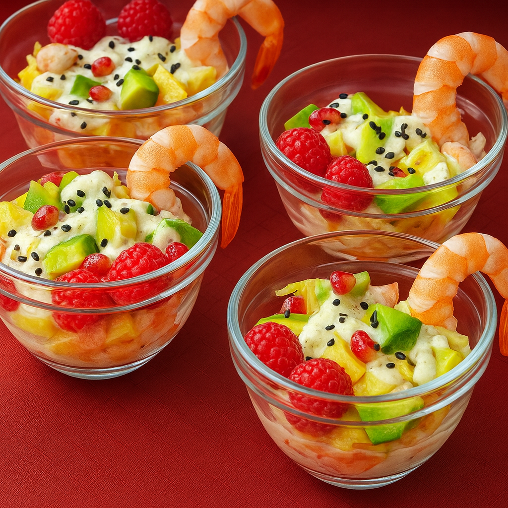 Cóctel de piña y gambas