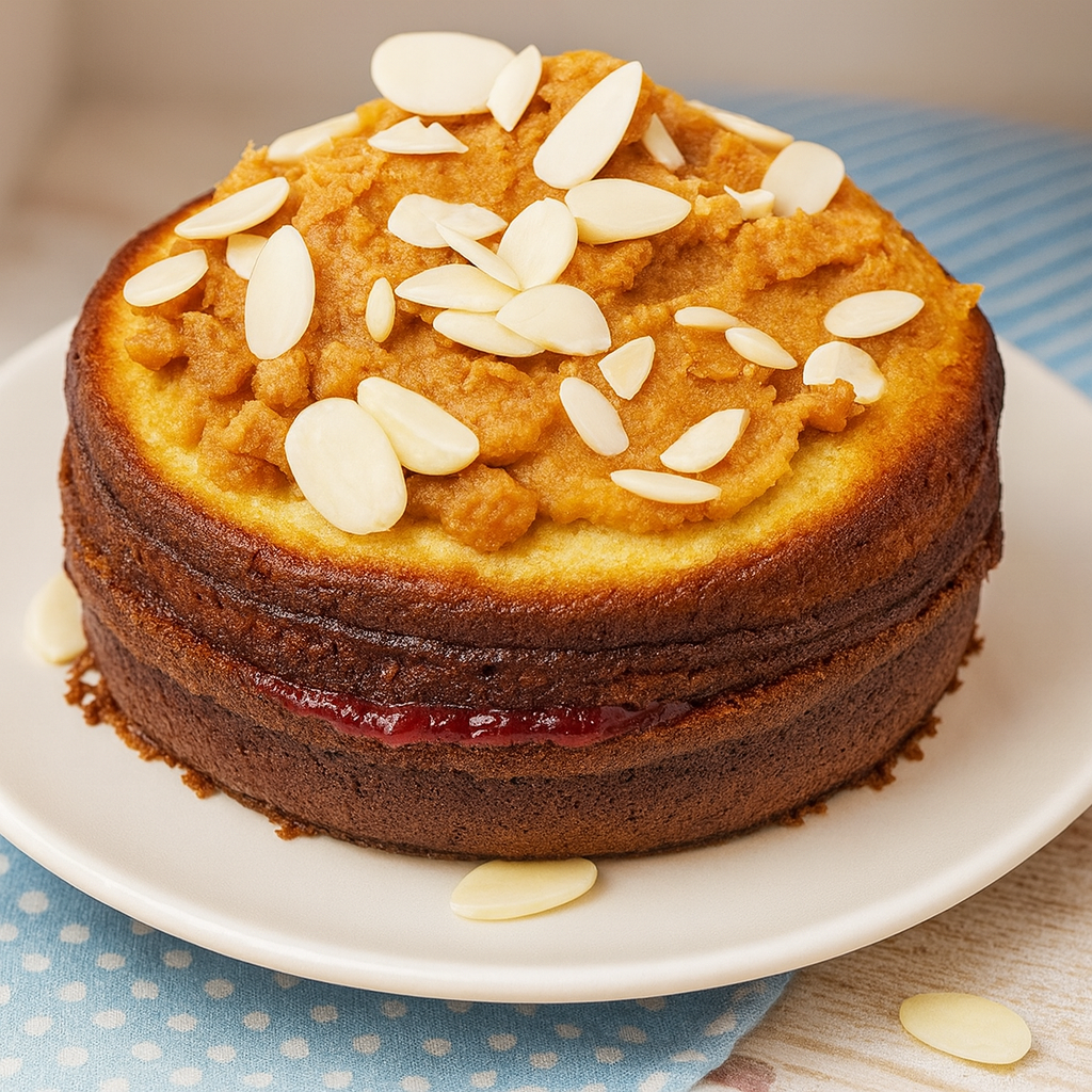 Bizcocho de nueces y crema de cacahuete