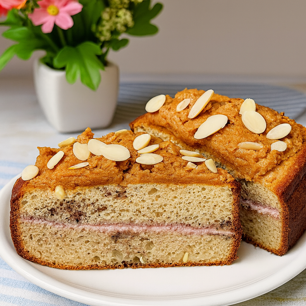 Bizcocho de nueces y crema de cacahuete