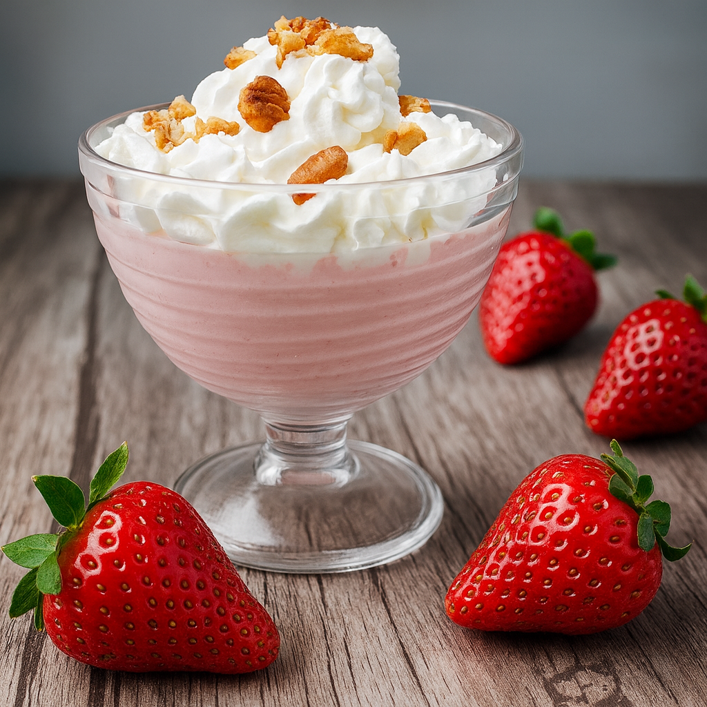 Copa de nata y fresas keto