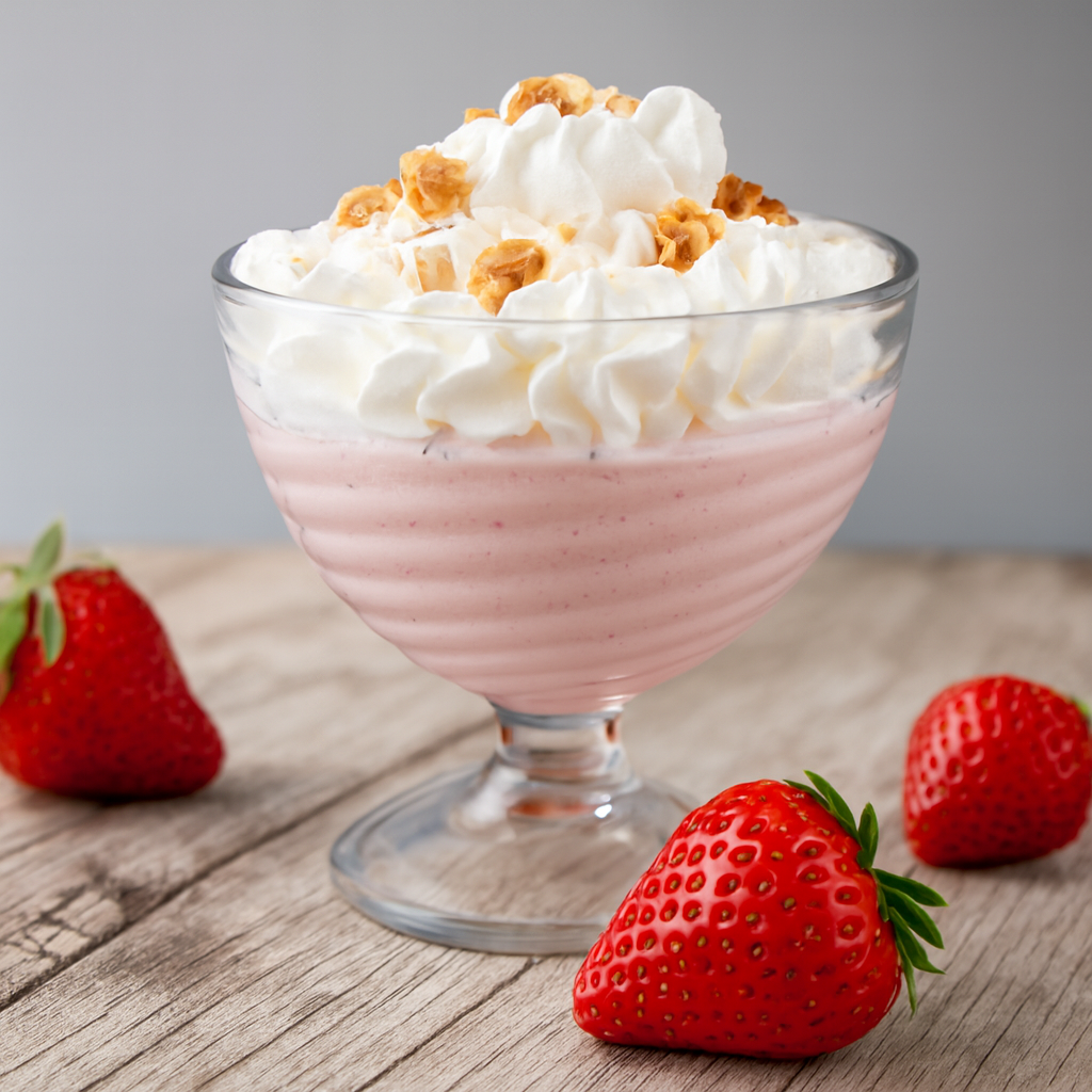 Copa de nata y fresas keto