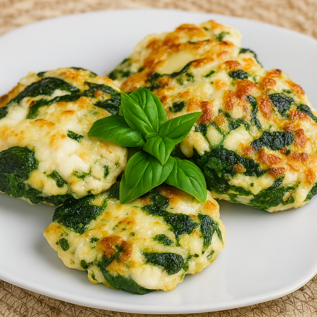 Hamburguesas de pollo, espinacas y queso de cabra