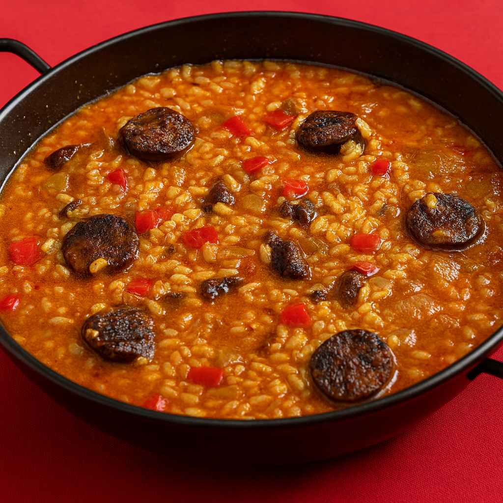 Arroz con sanfaina y butifarra negra